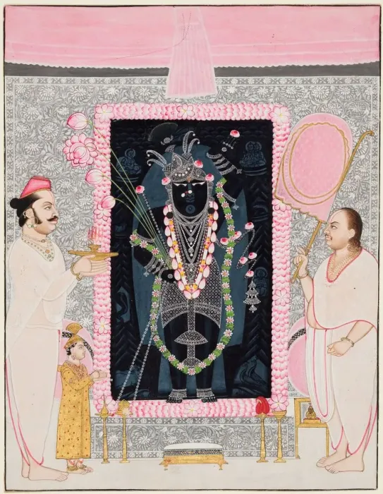Framed Print : The head priest (Tilakayat) Govardhanlalji makes offerings to Shri Nathji in celebration Framed Print : The head priest (Tilakayat) Govardhanlalji makes offerings to Shri Nathji in celebration