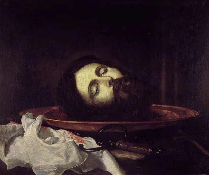 Framed Print : The Head of Saint John the Baptist. Artist: Ribera, Jose, de (1591-1652)