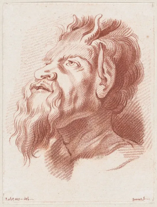 Framed Print : Head of a satyr, ca. 1755-93. Creator: Louis Marin Bonnet Framed Print : Head of a satyr, ca. 1755-93. Creator: Louis Marin Bonnet