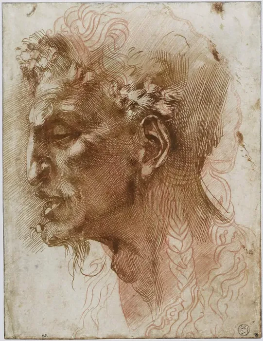 Framed Print : Head of a Satyr. Creator: Buonarroti, Michelangelo (1475-1564) Framed Print : Head of a Satyr. Creator: Buonarroti, Michelangelo (1475-1564)