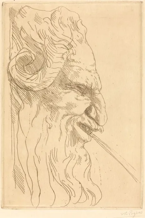 Framed Print : Head of a Satyr (Tete de satyre). Creator: Alphonse Legros Framed Print : Head of a Satyr (Tete de satyre). Creator: Alphonse Legros