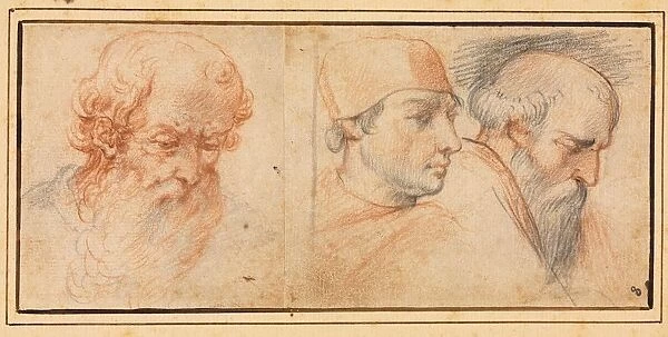 Three Head Studies, 1600s. Creator: Unknown