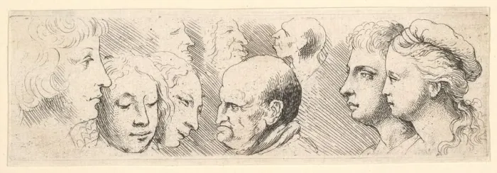 Framed Print : Head studies, 1644-52. Creator: Wenceslaus Hollar Framed Print : Head studies, 1644-52. Creator: Wenceslaus Hollar