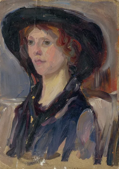 Framed Print : Head Study of a Girl in a Hat, early 20th century. Creator: Ludovit Pitthordt Framed Print : Head Study of a Girl in a Hat, early 20th century. Creator: Ludovit Pitthordt