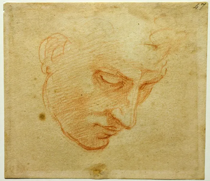 Framed Print : Head Study to the Sistine Chapel ceiling, ca 1509-1510. Artist: Buonarroti, Michelangelo (1475-1564) Framed Print : Head Study to the Sistine Chapel ceiling, ca 1509-1510. Artist: Buonarroti, Michelangelo (1475-1564)