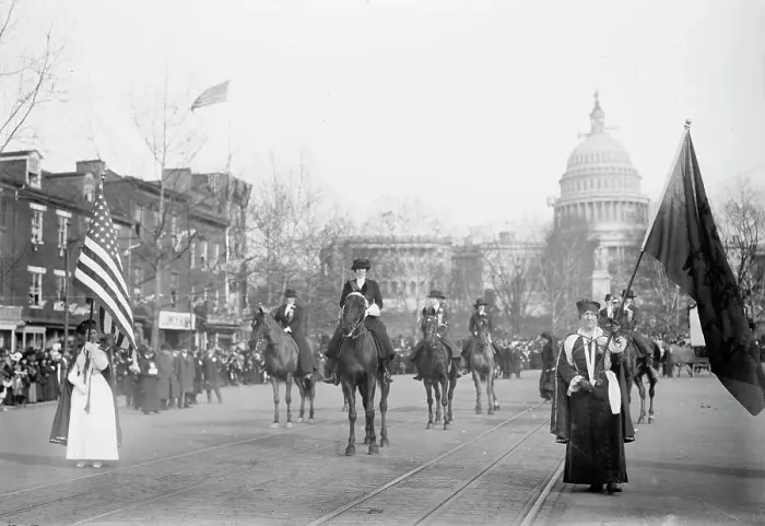 Framed Print : Head of suffrage parade, 1913. Creator: Bain News Service Framed Print : Head of suffrage parade, 1913. Creator: Bain News Service