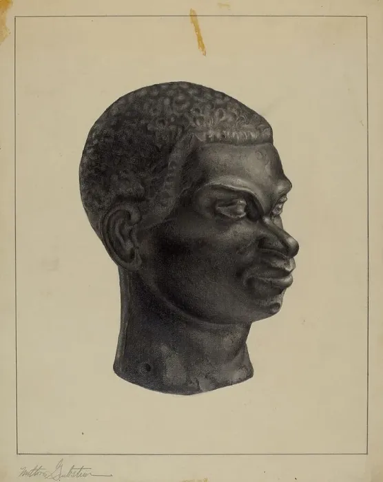 Framed Print : Head (Top of Hitching Post), c. 1937. Creator: Milton Grubstein Framed Print : Head (Top of Hitching Post), c. 1937. Creator: Milton Grubstein