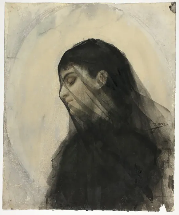 Framed Print : Head of a Veiled Woman, n.d. Creator: Anders Leonard Zorn Framed Print : Head of a Veiled Woman, n.d. Creator: Anders Leonard Zorn