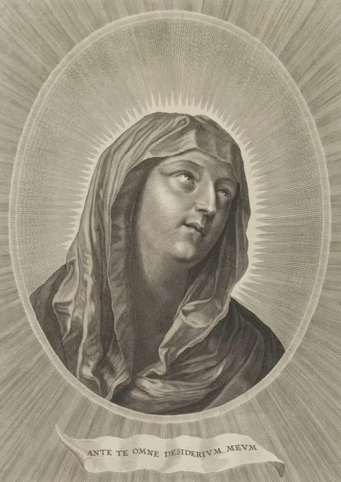 Framed Print : The head of the Virgin looking up to the right, in an oval frame, after Reni, ca. 1 Framed Print : The head of the Virgin looking up to the right, in an oval frame, after Reni, ca. 1
