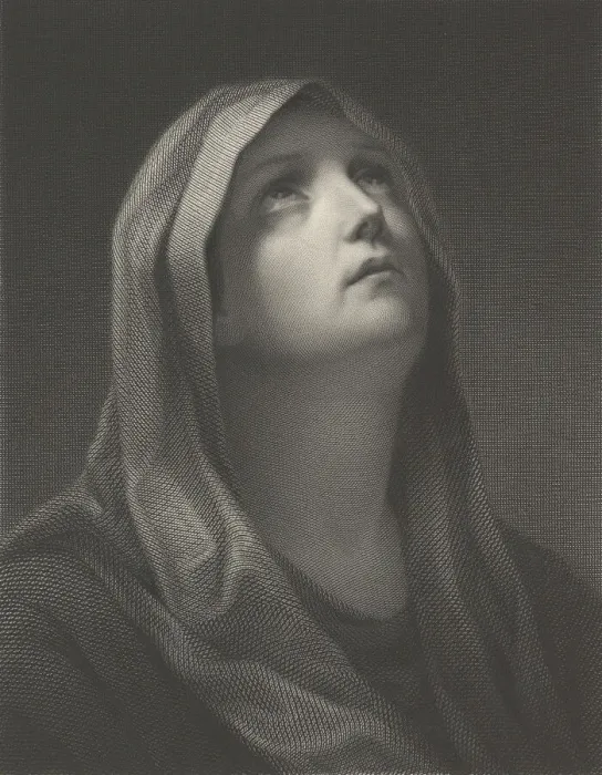 Framed Print : Head of the Virgin looking up to the right, after Reni, 1869. Creator: Robert Trossin Framed Print : Head of the Virgin looking up to the right, after Reni, 1869. Creator: Robert Trossin