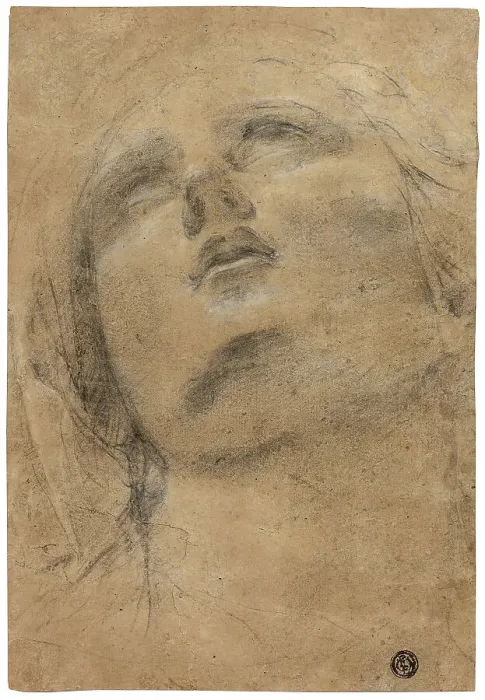 Framed Print : Head of the Virgin Looking Upwards, c.1615. Creator: Jacopo Cavedone Framed Print : Head of the Virgin Looking Upwards, c.1615. Creator: Jacopo Cavedone