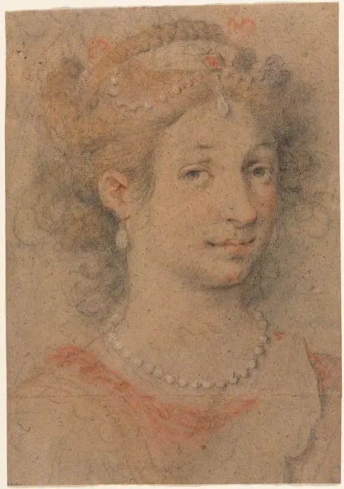 Framed Print : Head of a Woman, 1600s. Creator: Anonymous Framed Print : Head of a Woman, 1600s. Creator: Anonymous