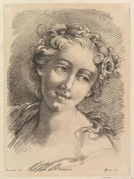 Head of a Woman, 1748-69. Creators: Jean Charles Francois, Francois Boucher