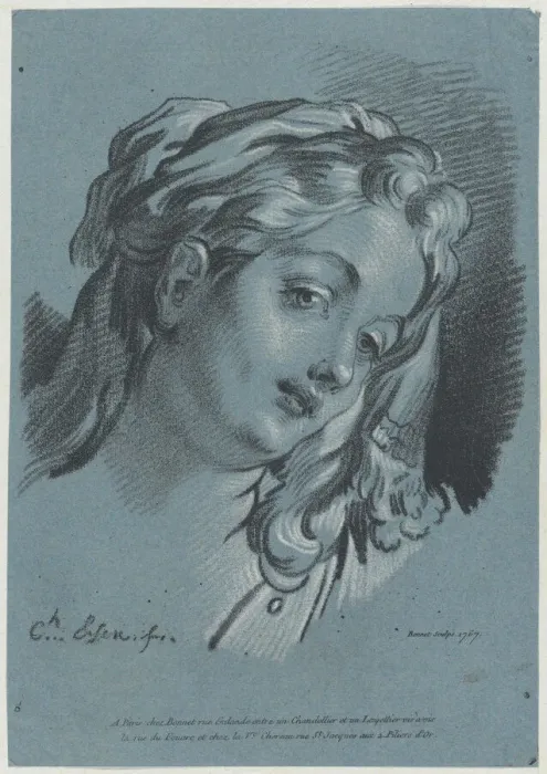 Framed Print : Head of a Woman, 1767. Creator: Louis Marin Bonnet Framed Print : Head of a Woman, 1767. Creator: Louis Marin Bonnet