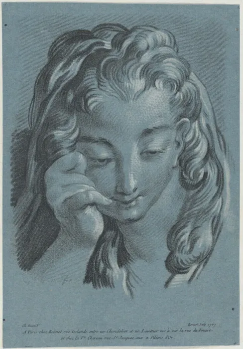 Framed Print : Head of a Woman, 1767. Creator: Louis Marin Bonnet Framed Print : Head of a Woman, 1767. Creator: Louis Marin Bonnet