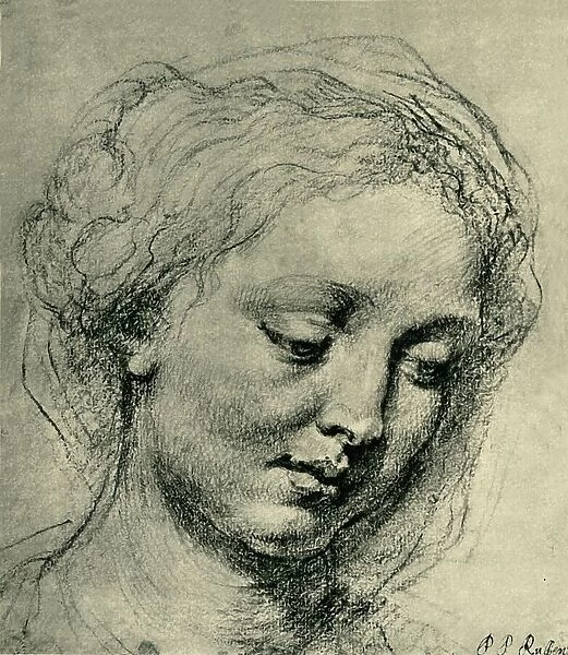 Head of a woman, c1630, (1943). Creator: Peter Paul Rubens