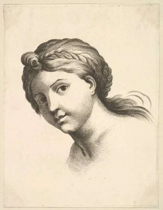 Framed Print : Head of a Woman, from Livre de Tetes Gravees d apres F Framed Print : Head of a Woman, from Livre de Tetes Gravees d apres F