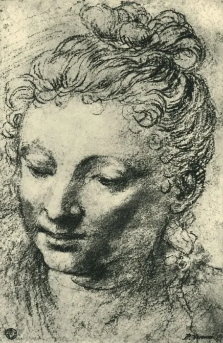 Framed Print : Head of a woman looking down, mid 16th century, (1943). Creator: Paolo Veronese Framed Print : Head of a woman looking down, mid 16th century, (1943). Creator: Paolo Veronese