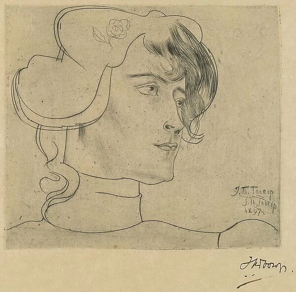 Head of a Woman (Marguérite Adolphine Helfrich), 1897. Creator: Jan Toorop