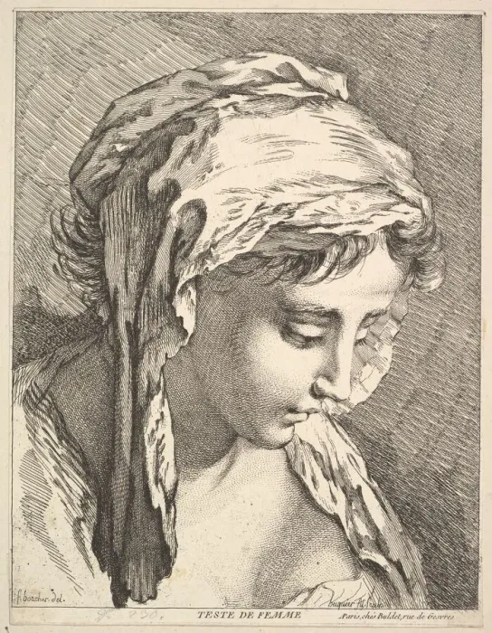 Framed Print : Head of a Woman, mid to late 18th century. Creator: Jacques Gabriel Huquier Framed Print : Head of a Woman, mid to late 18th century. Creator: Jacques Gabriel Huquier