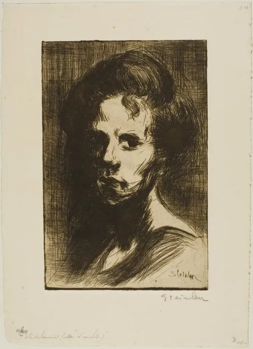 Framed Print : Head of a Woman, plate I, 1898. Creator: Theophile Alexandre Steinlen Framed Print : Head of a Woman, plate I, 1898. Creator: Theophile Alexandre Steinlen