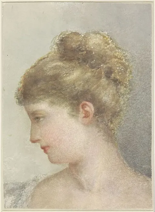 Framed Print : Head of a woman, profile facing left, 1837-1892. Creator: Albert Martin Framed Print : Head of a woman, profile facing left, 1837-1892. Creator: Albert Martin