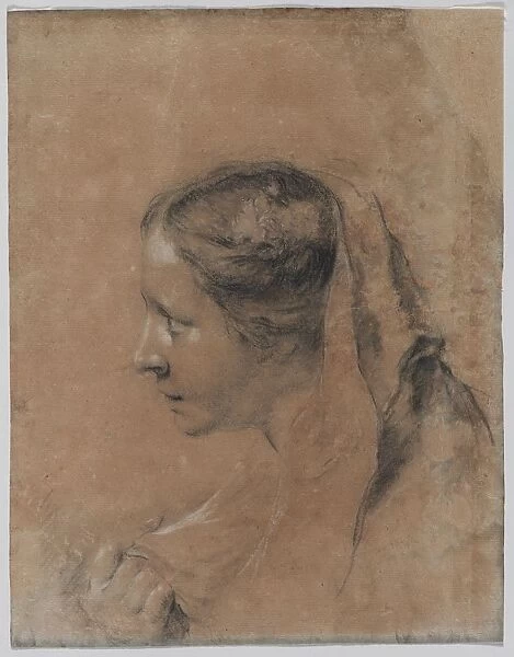 Head of a Woman in Profile with a Scarf. Creator: Giovanni Battista Piazzetta (Italian, 1682-1754)