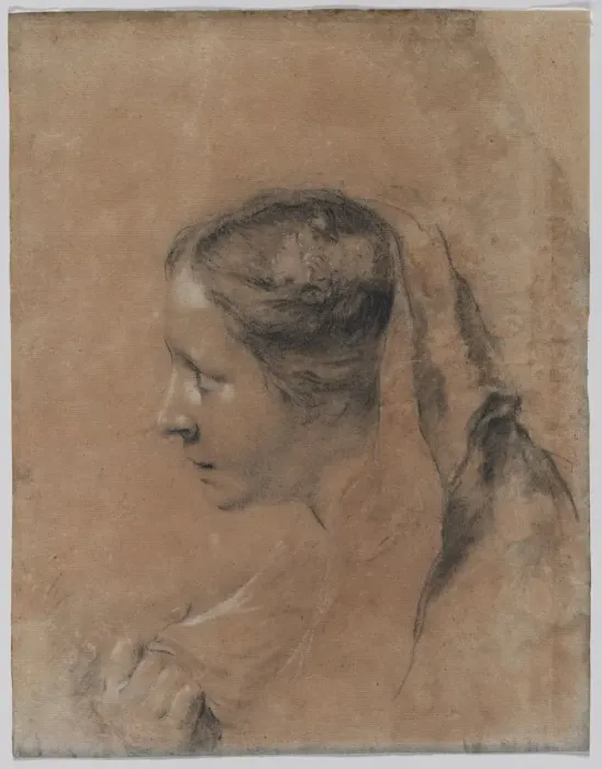 Framed Print : Head of a Woman in Profile with a Scarf. Creator: Giovanni Battista Piazzetta (Italian, 1682-1754) Framed Print : Head of a Woman in Profile with a Scarf. Creator: Giovanni Battista Piazzetta (Italian, 1682-1754)