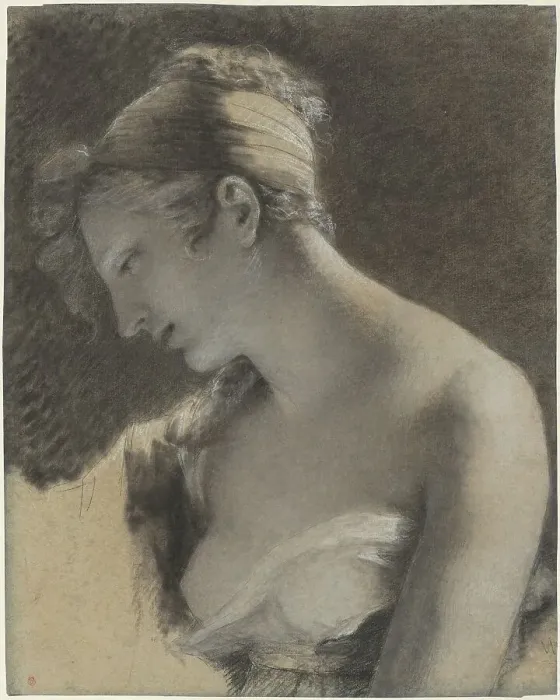 Framed Print : Head of a Woman: Study for The Happy Mother (L'Heureuse mere), 1810. Creator: Pierre-Paul Prud'hon Framed Print : Head of a Woman: Study for The Happy Mother (L'Heureuse mere), 1810. Creator: Pierre-Paul Prud'hon