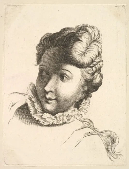 Framed Print : Head of a Woman Wearing a Ruff, from Livre de Tetes Gravees d apres F Framed Print : Head of a Woman Wearing a Ruff, from Livre de Tetes Gravees d apres F