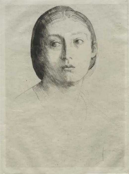 Framed Print : Head of a Young Girl. Creator: Alphonse Legros (French, 1837-1911) Framed Print : Head of a Young Girl. Creator: Alphonse Legros (French, 1837-1911)