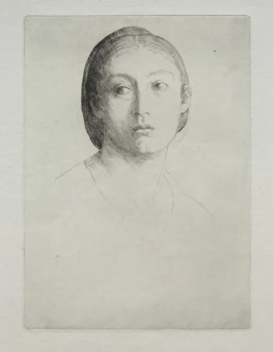 Framed Print : Head of a Young Girl. Creator: Alphonse Legros (French, 1837-1911) Framed Print : Head of a Young Girl. Creator: Alphonse Legros (French, 1837-1911)