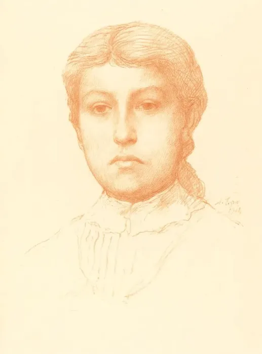 Framed Print : Head of a Young Girl (Tete de jeune fille). Creator: Alphonse Legros Framed Print : Head of a Young Girl (Tete de jeune fille). Creator: Alphonse Legros