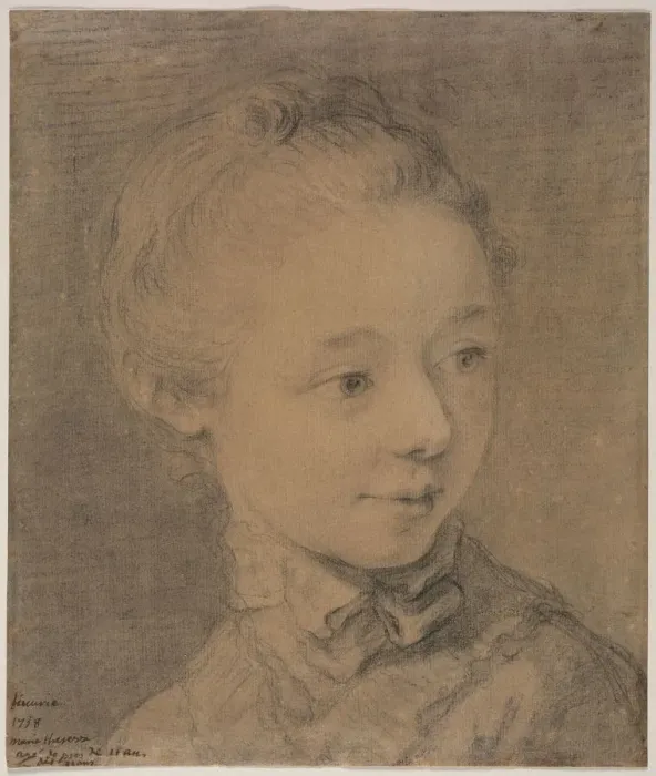 Framed Print : Head of a Young Girl Turning toward the Right, 1758?. Creator: Francois Hubert Drouais Framed Print : Head of a Young Girl Turning toward the Right, 1758?. Creator: Francois Hubert Drouais