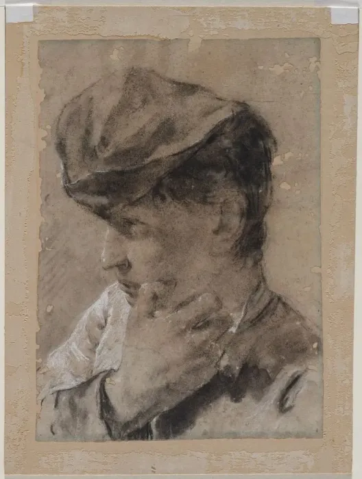 Framed Print : Head of a Young Man in a Cap, first half 18th century. Creator: Giovanni Battista Piazzetta Framed Print : Head of a Young Man in a Cap, first half 18th century. Creator: Giovanni Battista Piazzetta