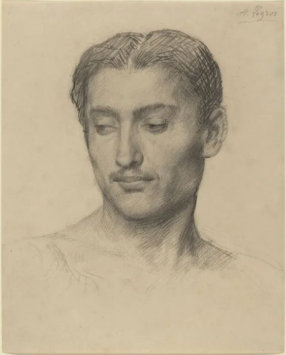 Framed Print : Head of a Young Man. Creator: Alphonse Legros Framed Print : Head of a Young Man. Creator: Alphonse Legros