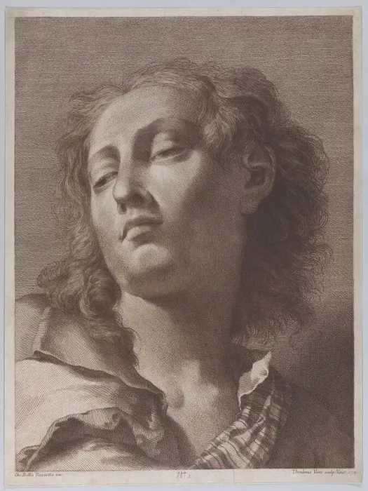 Framed Print : Head of a young man looking upwards; after Giovanni Battista Piazzetta, 1774 Framed Print : Head of a young man looking upwards; after Giovanni Battista Piazzetta, 1774