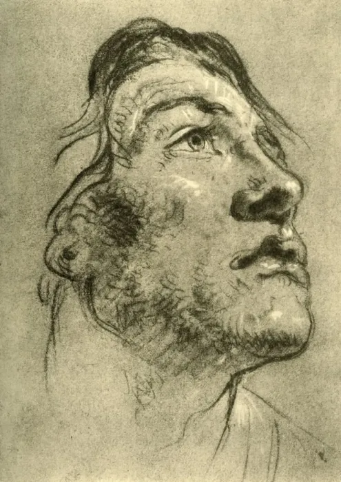 Framed Print : Head of a Young Man, almost in profile and looking up, mid 18th century, (1928) Framed Print : Head of a Young Man, almost in profile and looking up, mid 18th century, (1928)