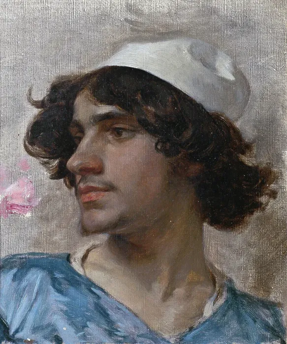Framed Print : Head of Young man. Study, c19th century. Creator: Charles Bargue Framed Print : Head of Young man. Study, c19th century. Creator: Charles Bargue