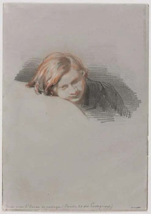 Framed Print : Head of a Young Man (Study for LOiseau de passage), 1853. Creator: Paul Gavarni (French Framed Print : Head of a Young Man (Study for LOiseau de passage), 1853. Creator: Paul Gavarni (French