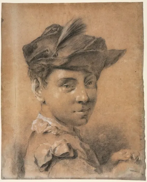 Framed Print : Head of a Young Man Wearing a Hat, before 1735. Creator: Giovanni Battista Piazzetta (Italian Framed Print : Head of a Young Man Wearing a Hat, before 1735. Creator: Giovanni Battista Piazzetta (Italian