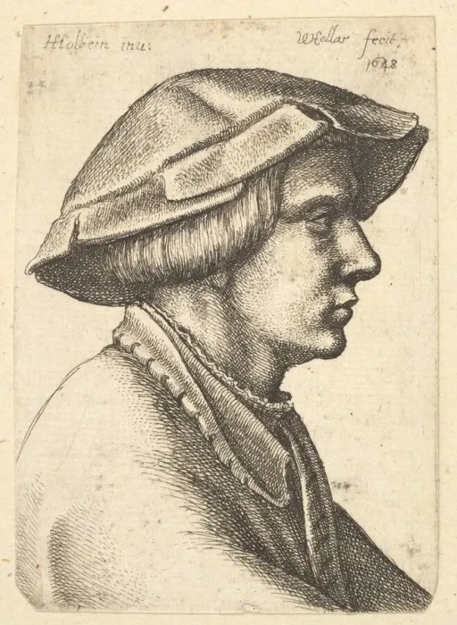 Framed Print : Head of young man wearing hat in profile to right, 1648. Creator: Wenceslaus Hollar Framed Print : Head of young man wearing hat in profile to right, 1648. Creator: Wenceslaus Hollar