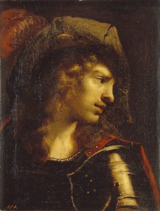 Framed Print : Head of the young warrior. Artist: Pietro della Vecchia (1603-1678) Framed Print : Head of the young warrior. Artist: Pietro della Vecchia (1603-1678)