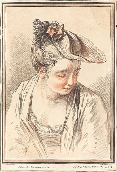 Head of a Young Woman, 1773. Creator: Gilles Demarteau