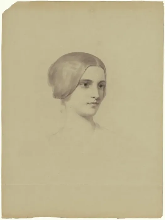 Framed Print : Head of a Young Woman, 1840-1854. Creator: Seth Wells Cheney Framed Print : Head of a Young Woman, 1840-1854. Creator: Seth Wells Cheney