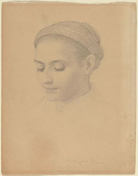Head of a Young Woman, 1850. Creator: Eastman Johnson