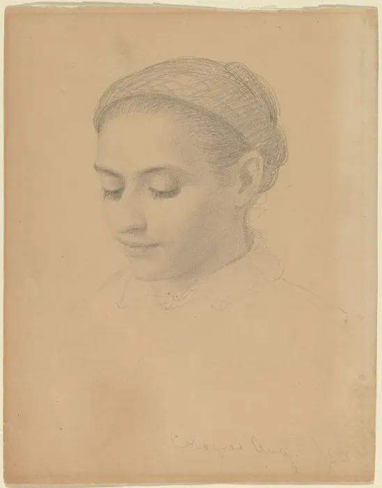 Framed Print : Head of a Young Woman, 1850. Creator: Eastman Johnson Framed Print : Head of a Young Woman, 1850. Creator: Eastman Johnson