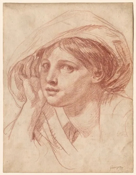 Framed Print : Head of a Young Woman, c. 1785. Creator: Jean-Baptiste Greuze (French, 1725-1805) Framed Print : Head of a Young Woman, c. 1785. Creator: Jean-Baptiste Greuze (French, 1725-1805)
