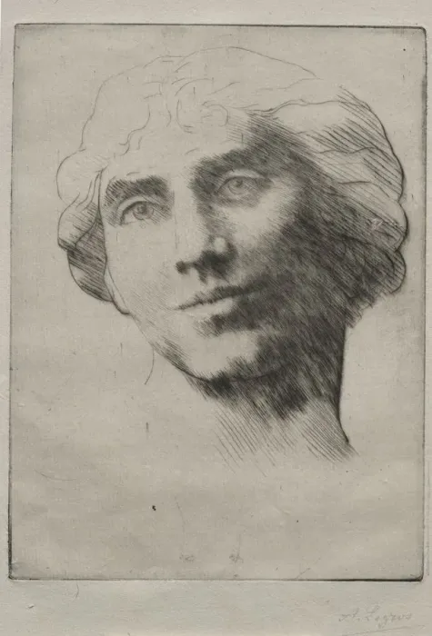 Framed Print : Head of a Young Woman. Creator: Alphonse Legros (French, 1837-1911) Framed Print : Head of a Young Woman. Creator: Alphonse Legros (French, 1837-1911)