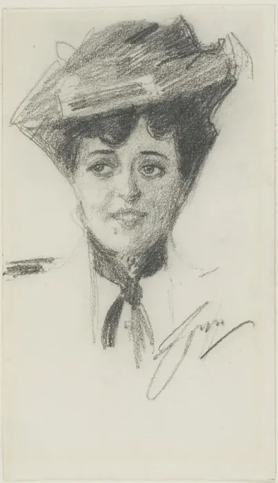 Framed Print : Head of a Young Woman Wearing a Hat, n.d. Creator: Anders Leonard Zorn Framed Print : Head of a Young Woman Wearing a Hat, n.d. Creator: Anders Leonard Zorn